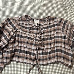 Boheme Goods Plaid Tie Top